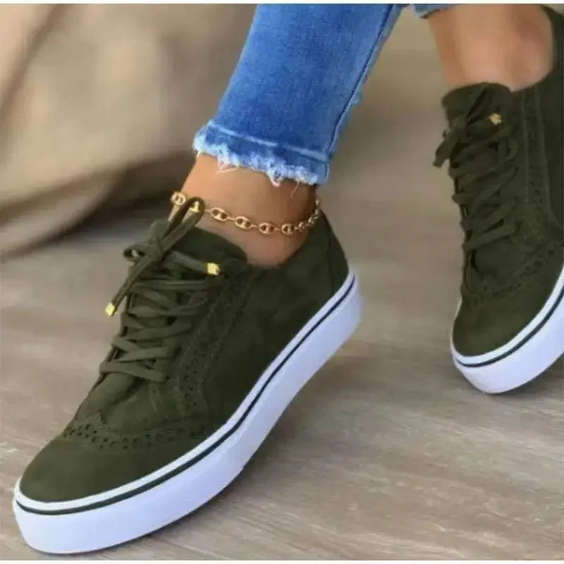Women's Casual Shoes Comfortable Fabric Loafers Round Toe Lace Up Single Shoes PVC Sole