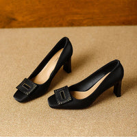 Square Toe Comfort Soft Office Shoes Daily Outdoors Women Shoes 7CM Thick High Heels Shallow Mouth Fashion Party Shoes