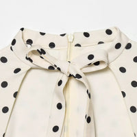 Polka Dot Mini Dresses For Women Casual Short Sleeve Lace Up Collar Dress Sexy Lady Club Party Woman Evening Dress