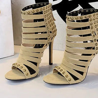 Rivet Roman Shoes, Retro Super High Heel Women's Shoes