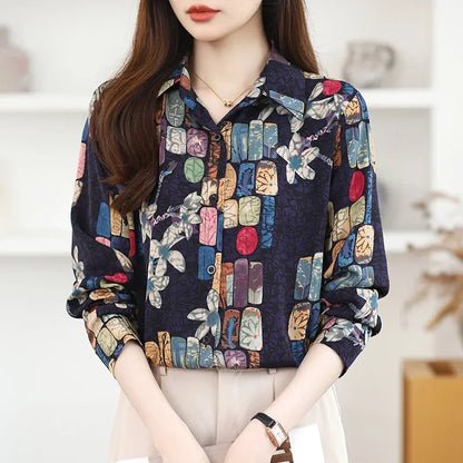 Fashion Women's Casual Shirt Tops Loose Long Sleeve Blouse
