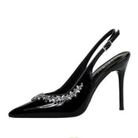 French Style Sexy Pointed Toe High Heels Crystal Embellished Ultra High Stiletto Heel Women's Shoes