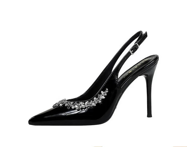 French Style Sexy Pointed Toe High Heels Crystal Embellished Ultra High Stiletto Heel Women's Shoes
