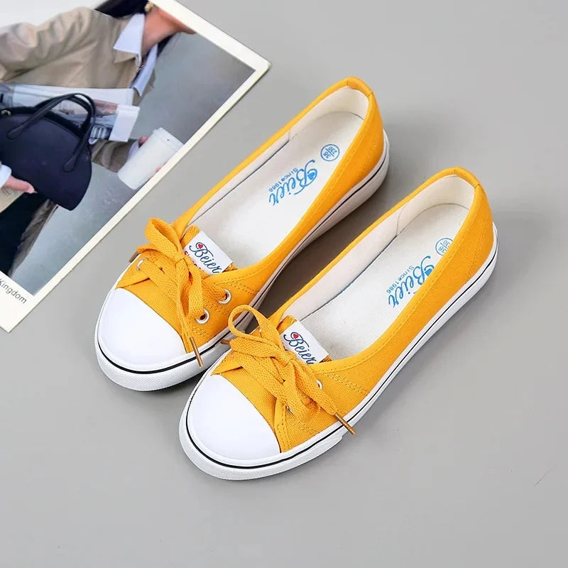Versatile Artistic Shallow Trendy Shoes Women's Fashion Lace up Canvas Sneakers Shoes for Ladies Shoes Women's Style Canvas Shoes