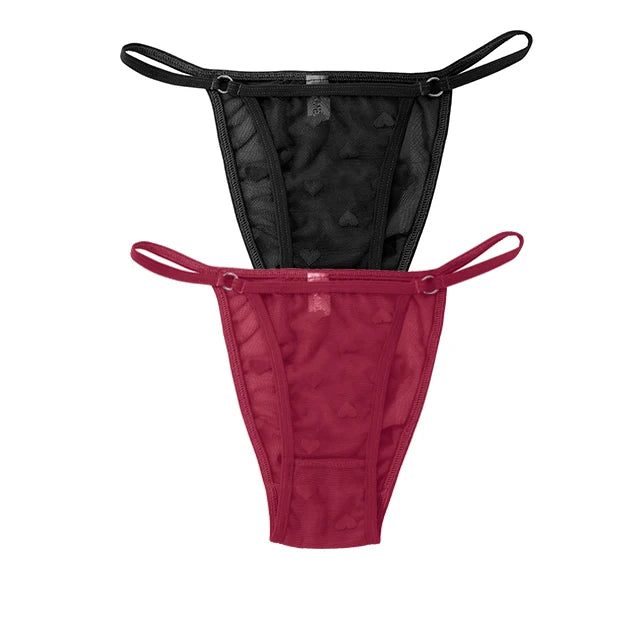 2PC Lace Thongs Panties Women Underwear Sexy Thongs Woman Low Waist Solid Underwear Seamless Female Underpants Lingerie