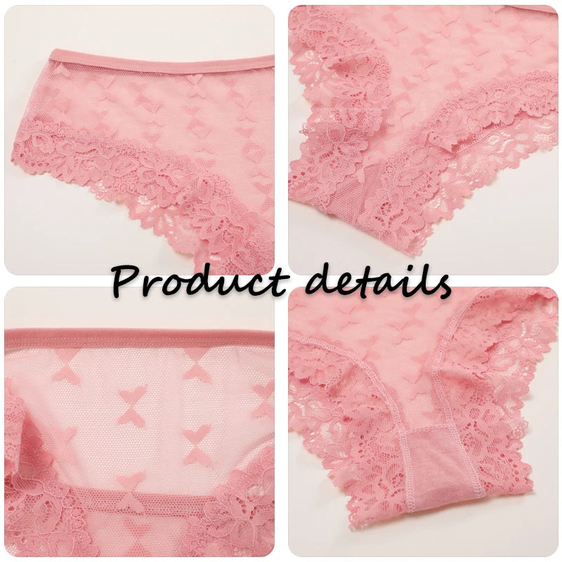 Women's Lace Panties Sexy Perspective Underwear Seamless Hollow Out Briefs Female Low Rise Floral Transparent Soft Lingerie