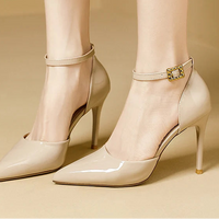 Pointy Toe Elegant Women Shoes Stilettos Office Sandals For Ladies Cover Heel Ankle Strap Sandals