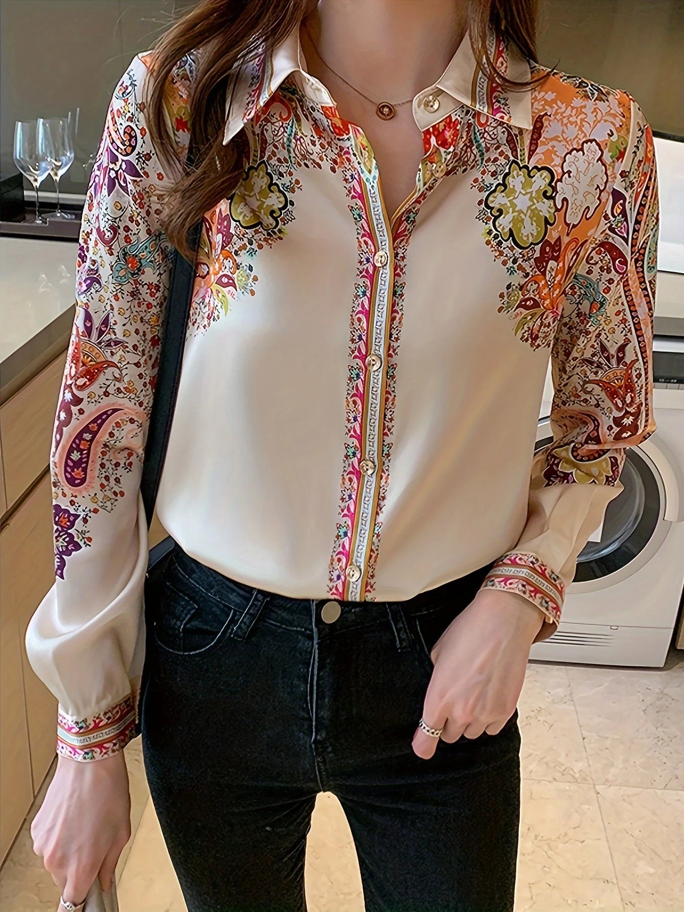 Elegant office and casual ladies shirts Fashion printed Women Blouses Long sleeve Tops