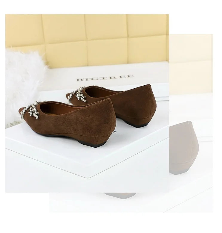 New Spring Crystal Women Mary Jane Shoes Fashion Shallow Slip on Elegant Party Dress Low Heel Shoes