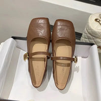 Women's Mary Jane Flat Bottom Slip-On Shoes with Buckle Soft Style Versatile Shoes