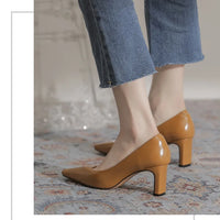 Fashion Patent Leather Women's Pumps Square Toe Stripper Elegant Party Vintage Spring Ladies Shoes
