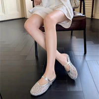Luxury Shinny Diamond Women Mules Slippers Summer Shoes Crystal Footwear Rhinestones Slip On Brand Mary Jane Sandals Mesh Clogs