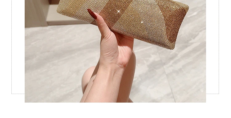 Women Clutch Glitter Sequins Evening Party Handbags Portable Gold Color Diamond Wedding Clutches Purse New Chain Shoulder Bags