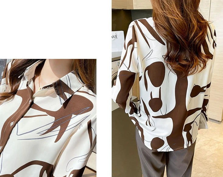 Print Shirts & Blouses for Women Fine Elegant Fashion Chic Chiffon Woman Top