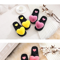 Warm Cotton Slippers Women's Cartoon Peach Heart Design Floor Anti-slip Home Slippers For girls - Natalia Home Fashion