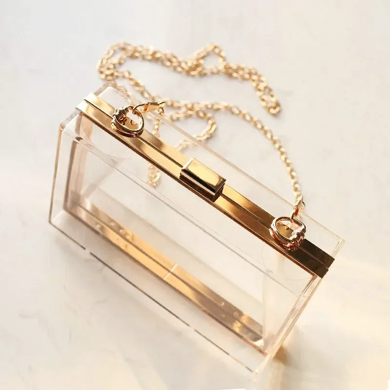 Acrylic Transparent Women Clutch Bag Chain Luxury Brand Women Evening Bags Handbag Chain Shoulder Bag