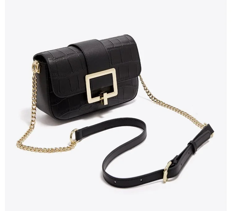 Luxury Two-Layer Cow Leather Handbag Women's Trendy Chain Crossbody Phone Bag Single Shoulder Bag Neutral Minimalist Style