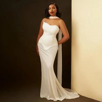 Elegant High Elasticity Mesh Long Skirt Evening Dress Women's Gown Fashionable Wrap Style Bodycon Design Knitted Fabric