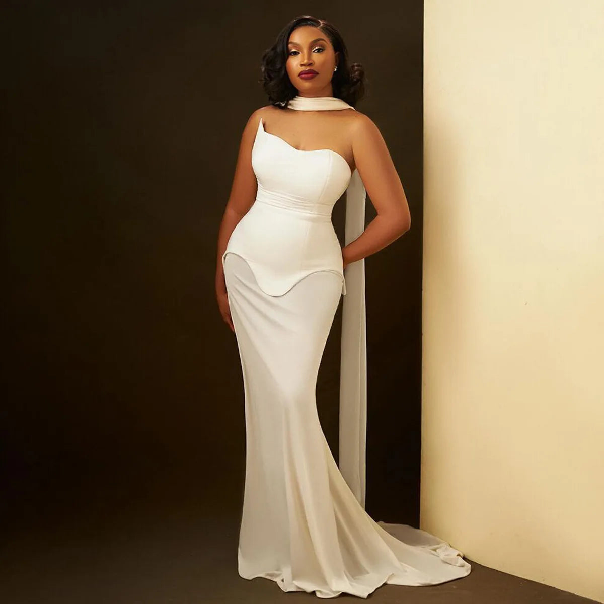 Elegant High Elasticity Mesh Long Skirt Evening Dress Women's Gown Fashionable Wrap Style Bodycon Design Knitted Fabric