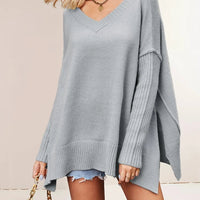 Autumn Winter Fashion Casual Women's New Solid Color Sweater Foreign Trade V-Neck Long Sleeve Pullover Knit Top Lady Clothing Natalia Home Fashion    Natalia Home Fashion