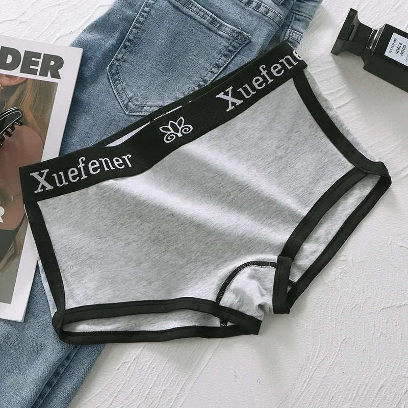 Pure Cotton Letter Print Underpants Sports Fitness Briefs Women's Underwear Cotton Comfortable Panties Hip-Up Female Lingerie