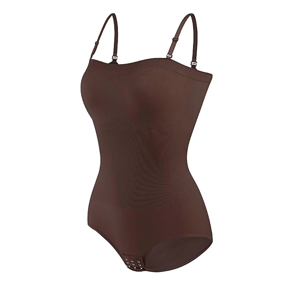 Strapless Short Bodysuit for Women Tummy Control Shapewear Seamless Sculpt Body Shaper with Removable Straps
