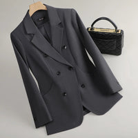 Elegant Double Breasted Jacket Suit Women's Long Sleeved Holiday Slim Blazers Coat Fashion Temperament business suit