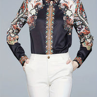 Elegant office and casual ladies shirts Fashion printed Women Blouses Long sleeve Tops