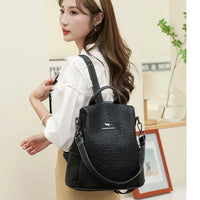 Women's Fashion Luxury Designer Leather Backpacks Large Capacity Zipper Shoulder Bags Female School Bag Travel Bag pack