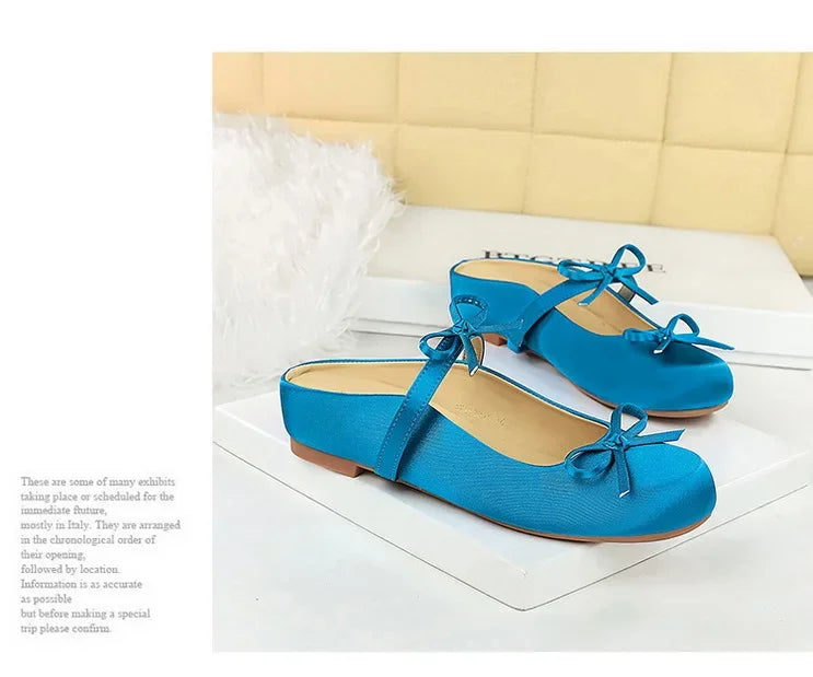 Ladies Slippers Bowknot Silks Satins Women Shoes Round Head Women Sandals Summer Shoes Women Slippers