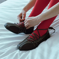 Women's ballet flats Fashion Korean ballet style lace-up retro casual shoes Comfortable lightweight ballet sneakers
