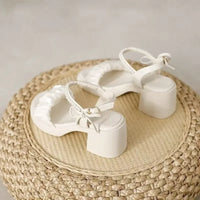 Women's Sandals Summer Fairy Style Thick Heel Waterproof Platform Wide Strap Casual Sweet round Toe PU Leather Rubber Sole