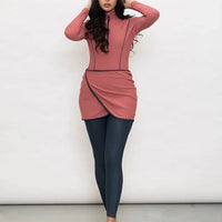 Muslim Swimwear Women Modest Patchwork Hijab Long Sleeves Sport Swimsuit 3pcs Islamic Burkinis Wear Bathing Suit