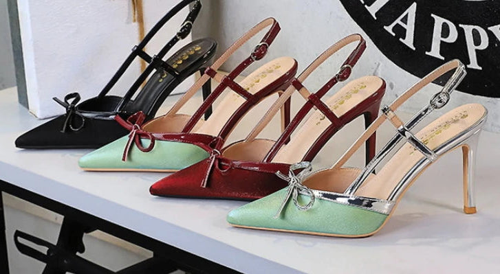 Bow Slim Heels High-End Women's Without Being Tired From Behind The Feet And Tripping Women's Singles Shoes