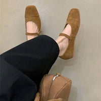 Streetwear Velvet Mary Jane Shoes for Women Casual Ballet Flats Pumps Female Ladies Loafers Buckle Single Mules