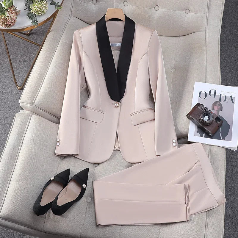 Elegant Casual Fashionable Women's Semi formal Suit Cotton Suit Jacket Matching Set Business Attire High End Workwear