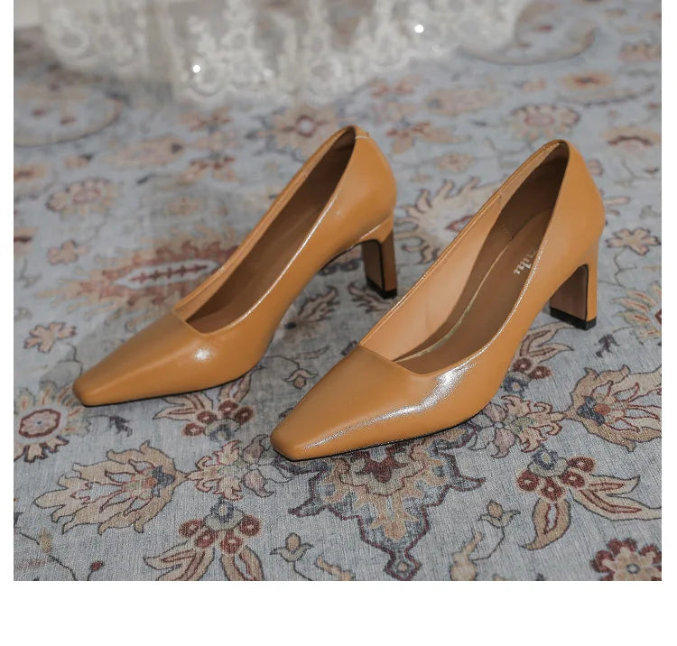 Fashion Patent Leather Women's Pumps Square Toe Stripper Elegant Party Vintage Spring Ladies Shoes