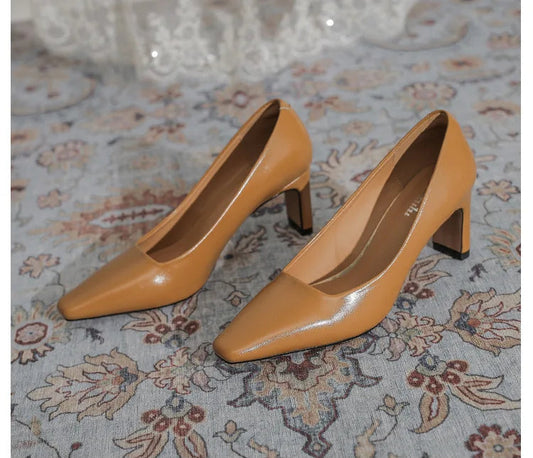 Fashion Patent Leather Women's Pumps Square Toe Stripper Elegant Party Vintage Spring Ladies Shoes - Natalia Home Fashion