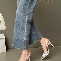 Elegant Hollow Out Woven Stiletto Sandals Women Pointed Toe Metal Straps High Heels