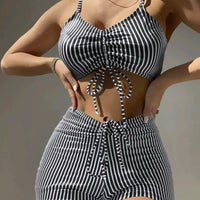 Tie Dye Bikini Drawstring Swimsuit Women High Waist Shorts Swimwear Female Padded Bathing Suit Swimming Beachwear Summer