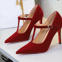 Red Bottoms Buckle Strap Shoes Fashion Pointed Toe Pumps Women Wedding Shoes