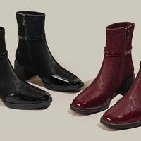 Women's Side Zipper Boot High Heel Short Boot Winter Mid-Calf Boot Chinese Style National Wedding Boot