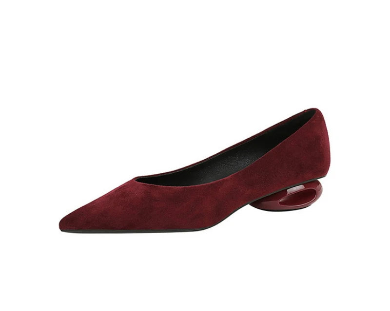 Retro Pointed Toe Suede Low Heel Shoes Shallow Mouth Hollow Heel Pedicure Shoe Daily Versatile Temperament Women's Shoes