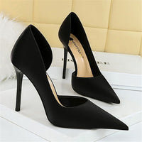 Women High Heels Blue Pumps Lady Wedding Evening Party Purple Peach Heels Silk Satin Nightclub Prom Dress Shoes