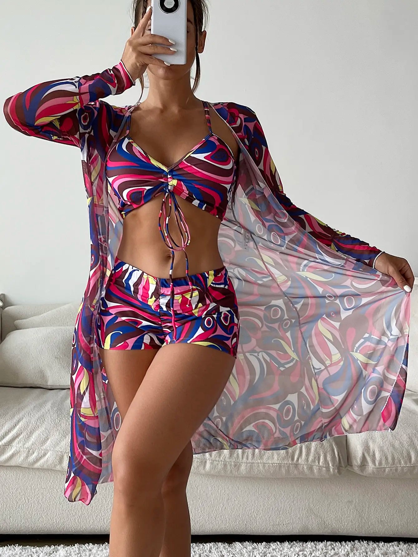 Sexy Print Bikini Women High Waist Swimsuit Cover Up Swimwear Female Lady Bathing Suit Swimming Summer Beachwear