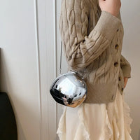 Acrylic Dinner Clutch Bag Women's Shoulder Crossbody Bag Fashionable Egg-Shaped Handbag Street Trend Lock Buckle Closure