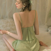 Sexy Pajamas Women's Lingerie Satin Mesh gauze Sleepwear Silk Cami Shorts Set Soft Sleep 2 Pieces Nightwear Gift