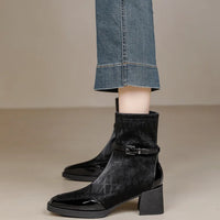 Women's Side Zipper Boot High Heel Short Boot Winter Mid-Calf Boot Chinese Style National Wedding Boot