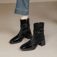 Women's Side Zipper Boot High Heel Short Boot Winter Mid-Calf Boot Chinese Style National Wedding Boot