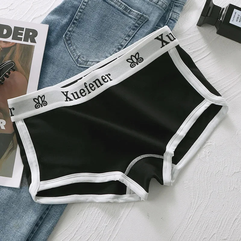 Pure Cotton Letter Print Underpants Sports Fitness Briefs Women's Underwear Cotton Comfortable Panties Hip-Up Female Lingerie